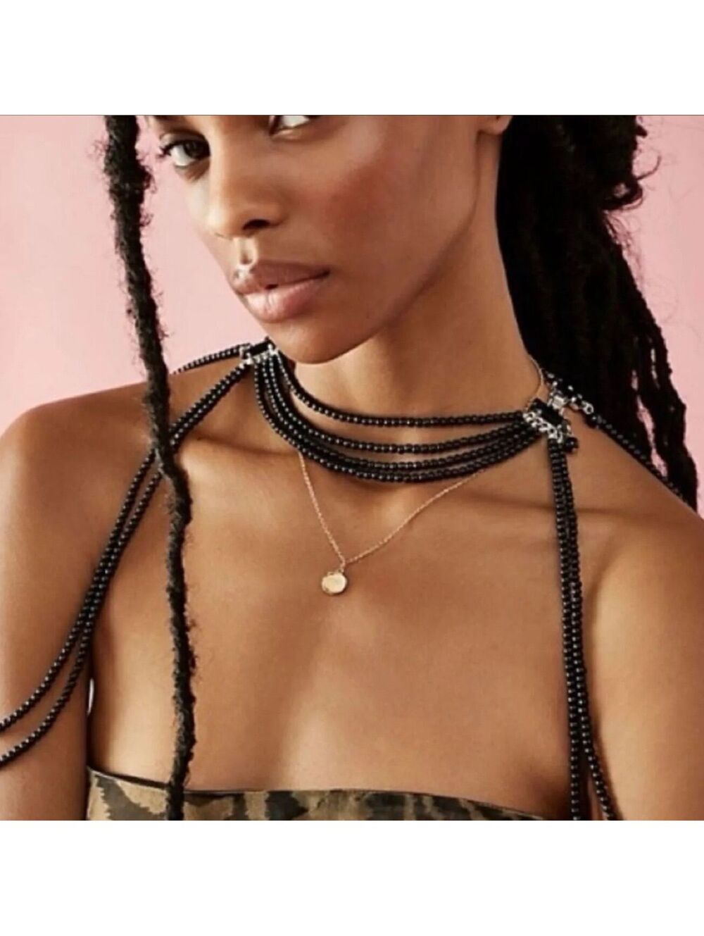 NWT FREE PEOPLE TOO LATE PEARL SHOULDER NECKLACE